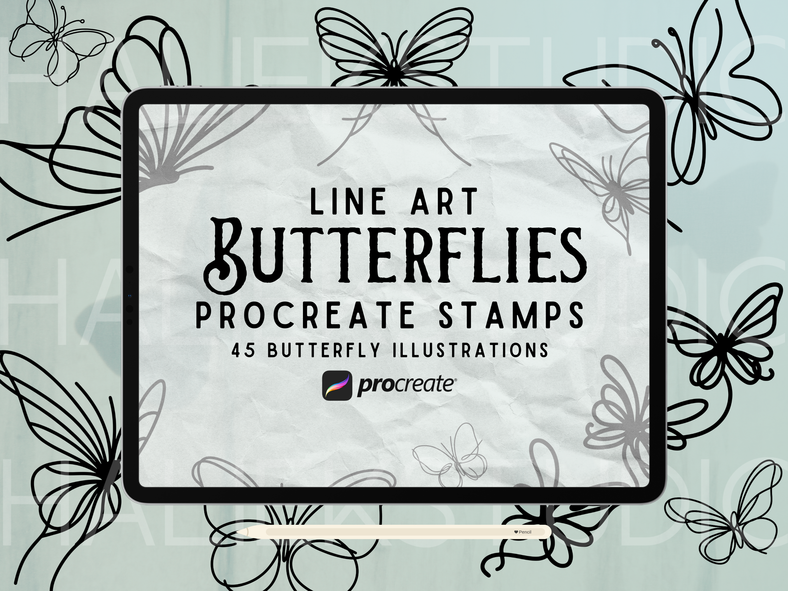 Line Art Butterfly Procreate Stamps