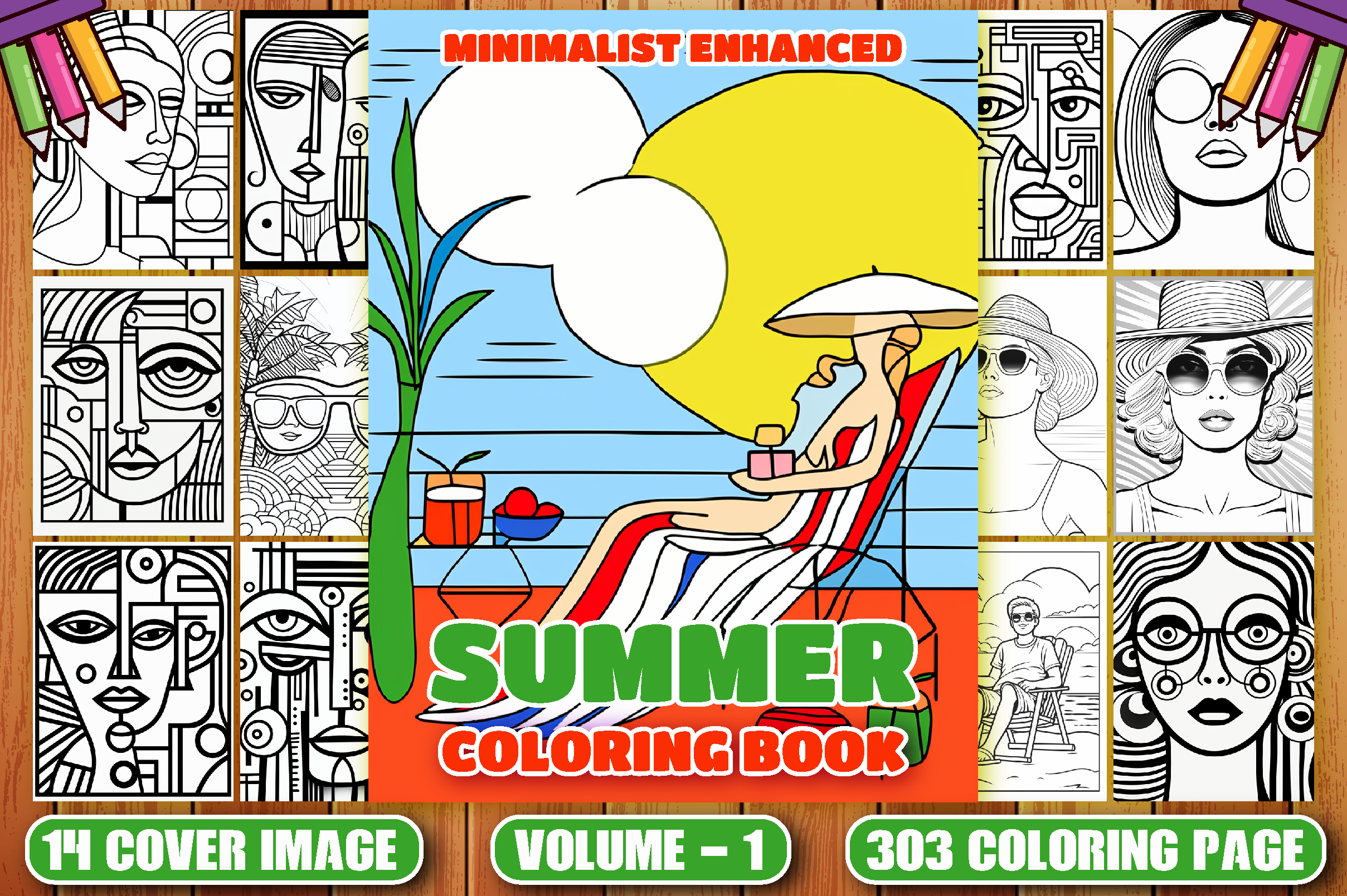 Minimalist Enhanced Summer Coloring Page