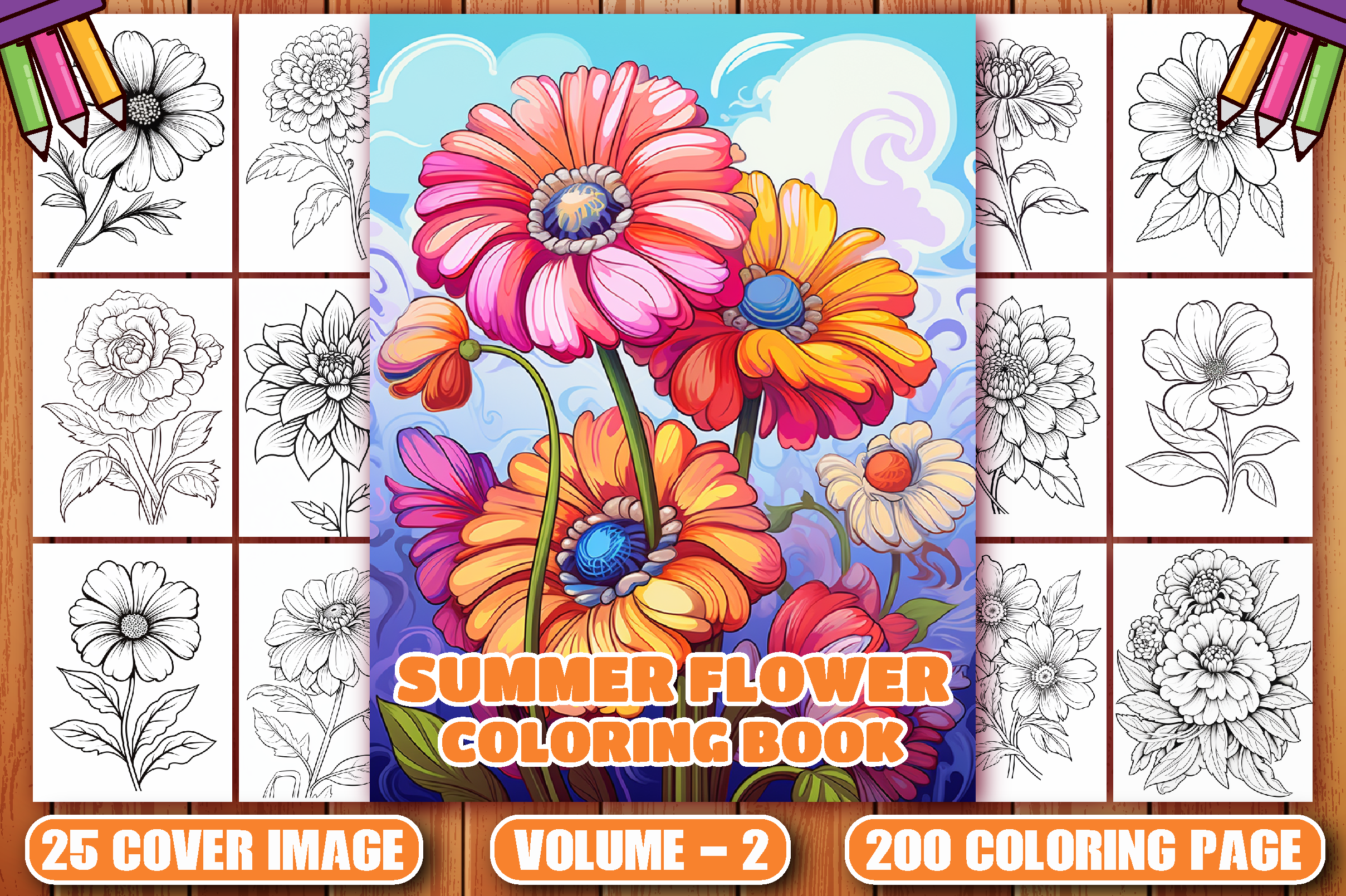 200 Summer Flower Coloring Pages VOL - 2 Graphic by CockPit · Creative ...