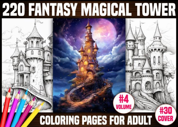 220 Fantasy Magical Tower Coloring Pages