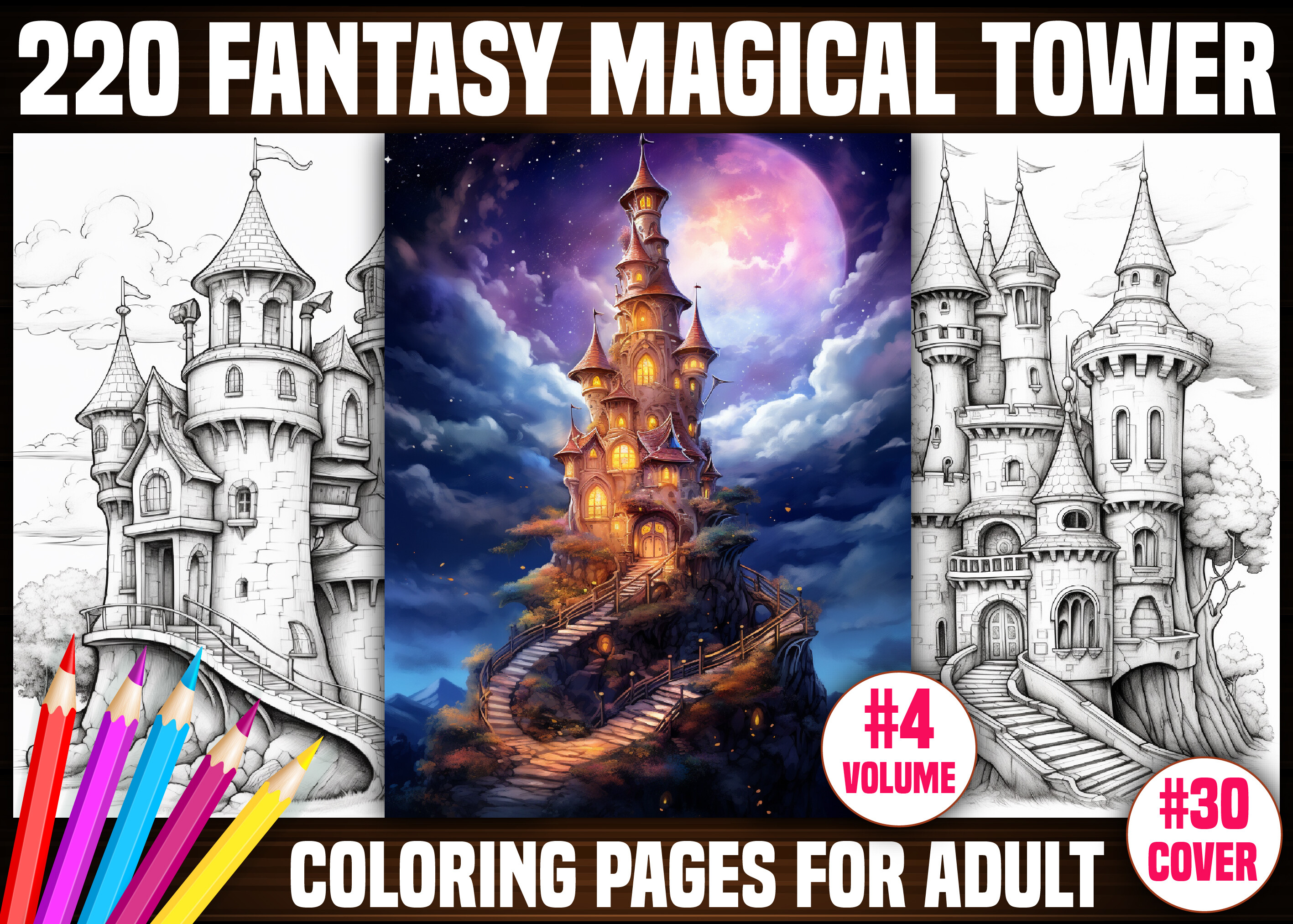 220 Fantasy Magical Tower Coloring Pages
