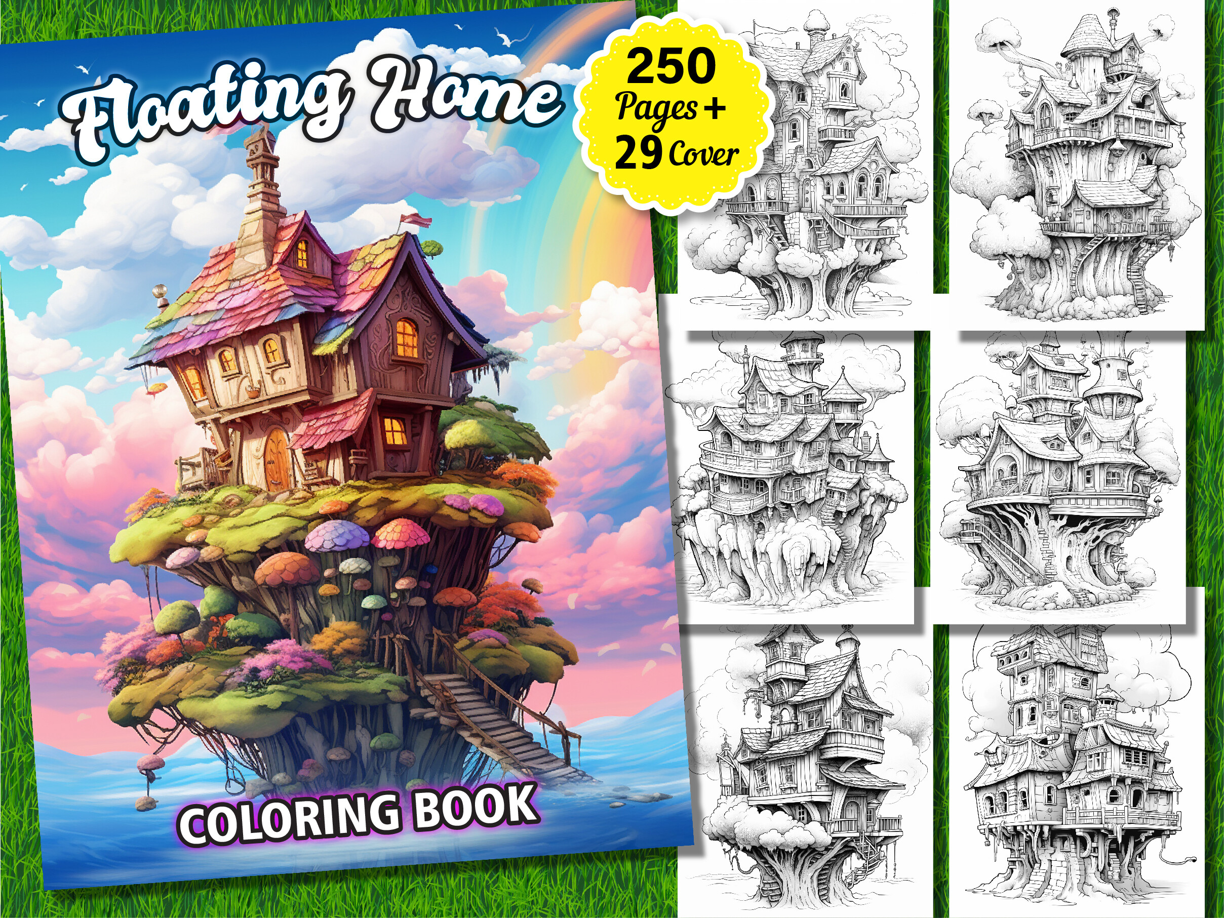 250 Floating Home Coloring Pages for Kdp Graphic by KIDS ZONE ...