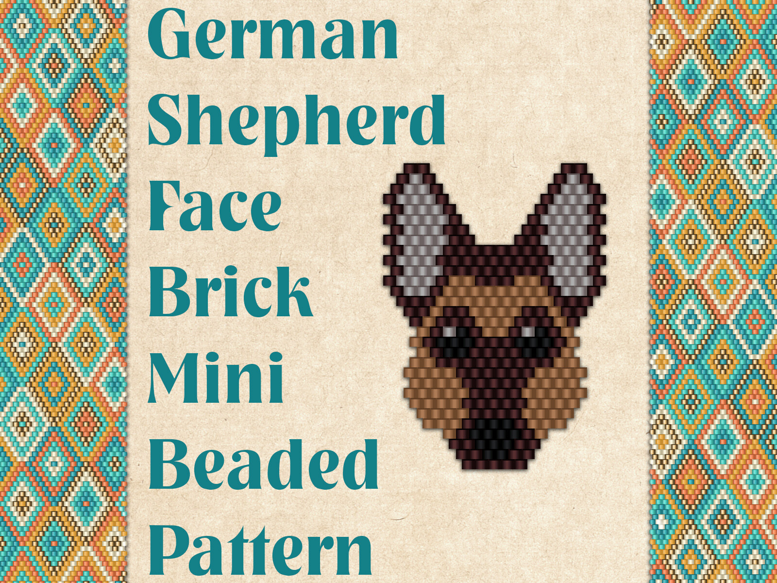 Beaded German Shepherd Face