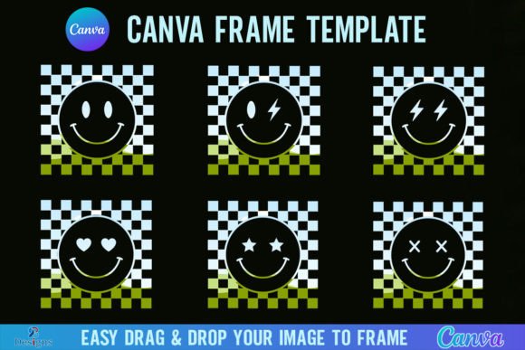 Checkered Smiley Canva Frame Template