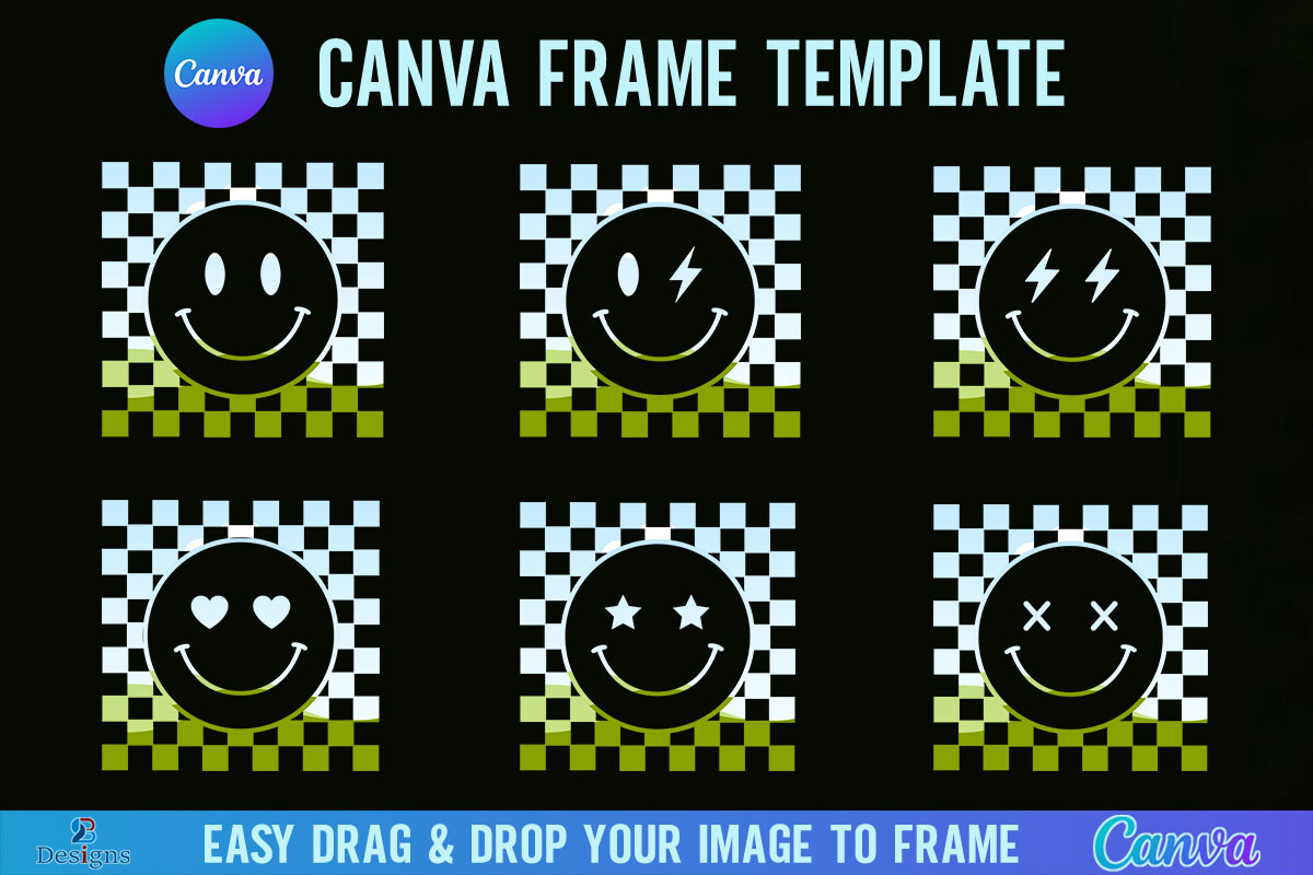 Checkered Smiley Canva Frame Template