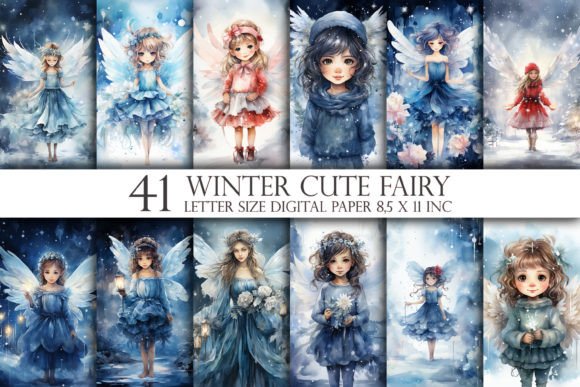 Christmas Cute Fairy 41 Digital Paper
