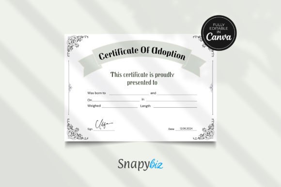 Editable Certificate of Adoption Template