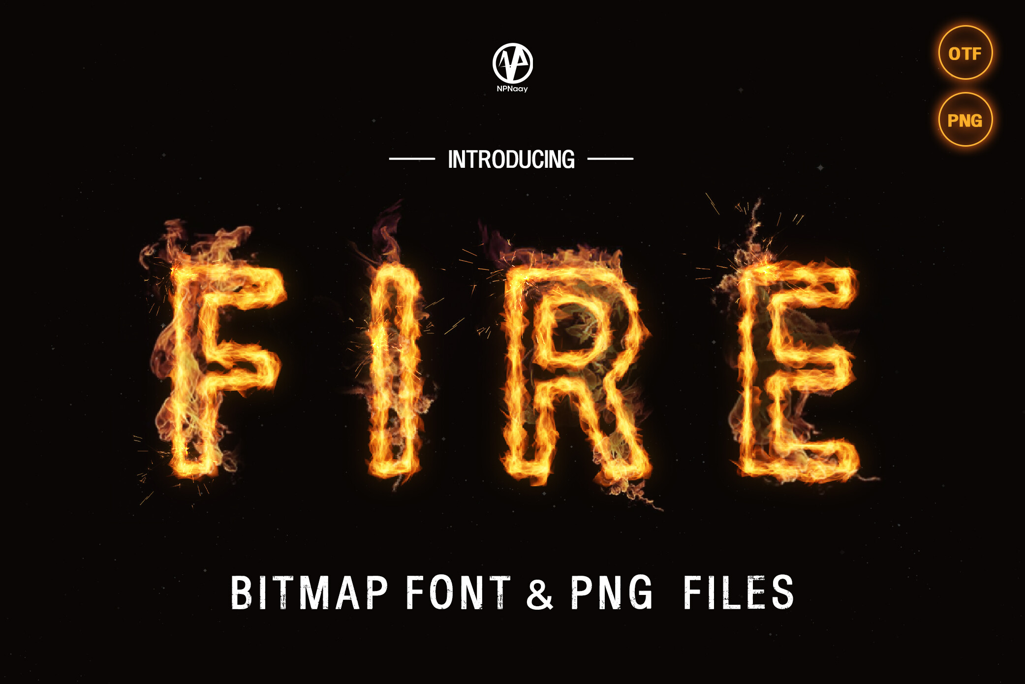 Fire font preview in a colour font style