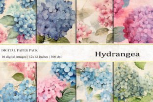 Hydrangea Flowers Digital Papers Graphic by BonaDesigns · Creative Fabrica