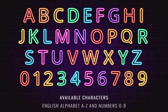 Neon Collection Font PNG with transparent background - Preview 5