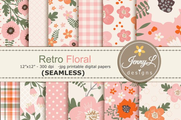 Retro Floral SEAMLESS Digital Papers