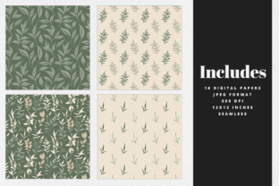 Sage Floral Digital Paper Set Graphic by BrandiLeaDesigns · Creative ...