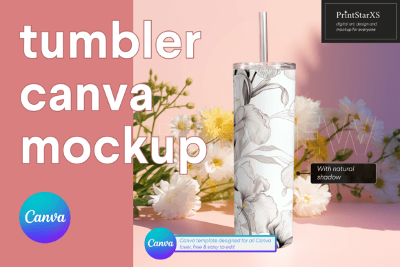 Tumbler Wrap Mockup Canva Mock Up Pink