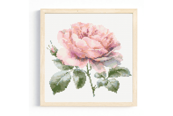 Watercolour Pink Rose 1 Cross Stitch