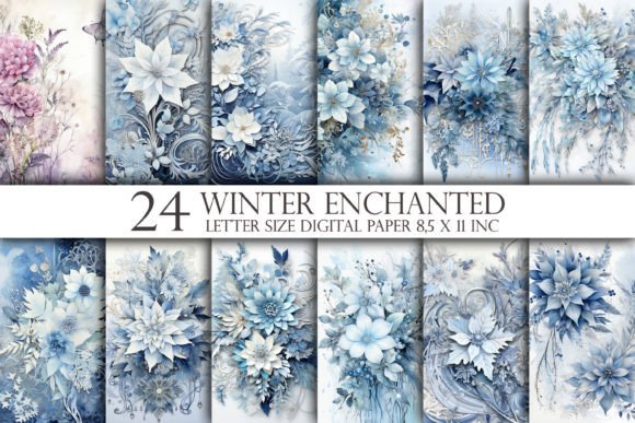 Winter Flowers 24 Digital Paper