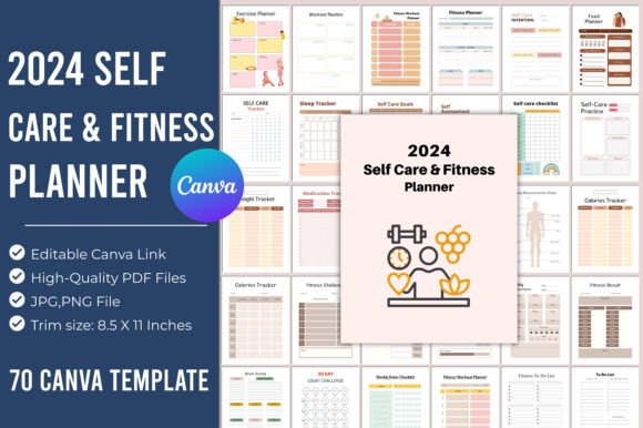 2024 Self Care & Fitness Planner Canva