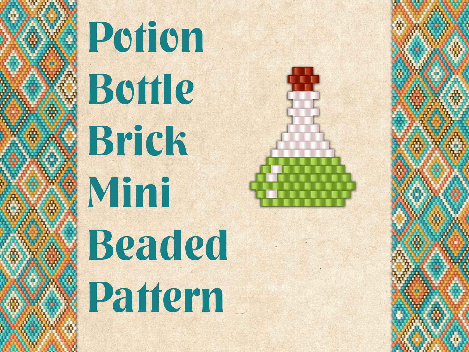 Beaded Green Potion Bottle