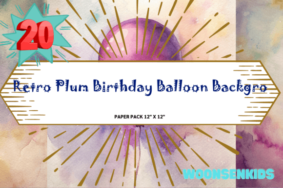 Beautiful Retro Plum Birthday Balloon Background Watercolor Png Kdp Digital Paper