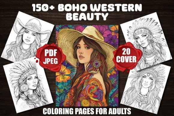 Boho Western Beauty Coloring Pages