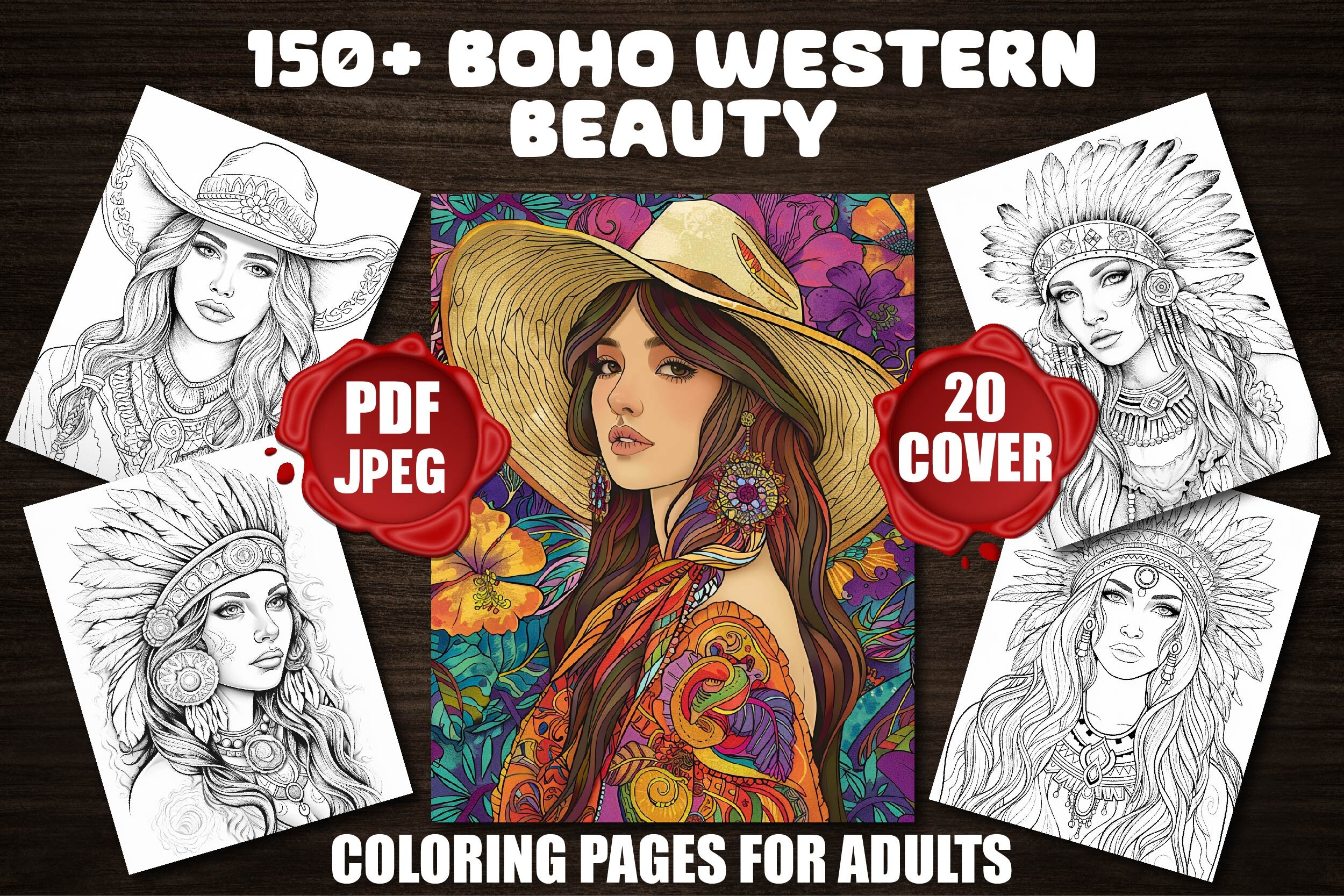 Boho Western Beauty Coloring Pages