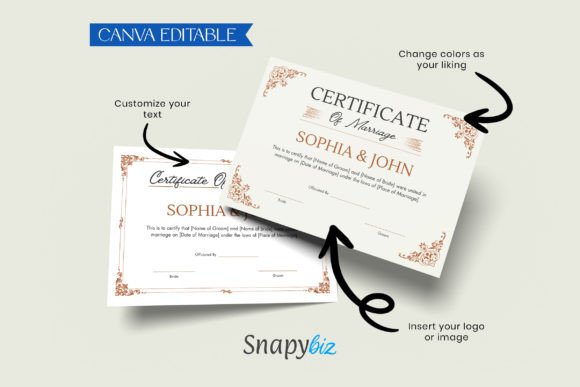 Certificate of Marriage Canva Template