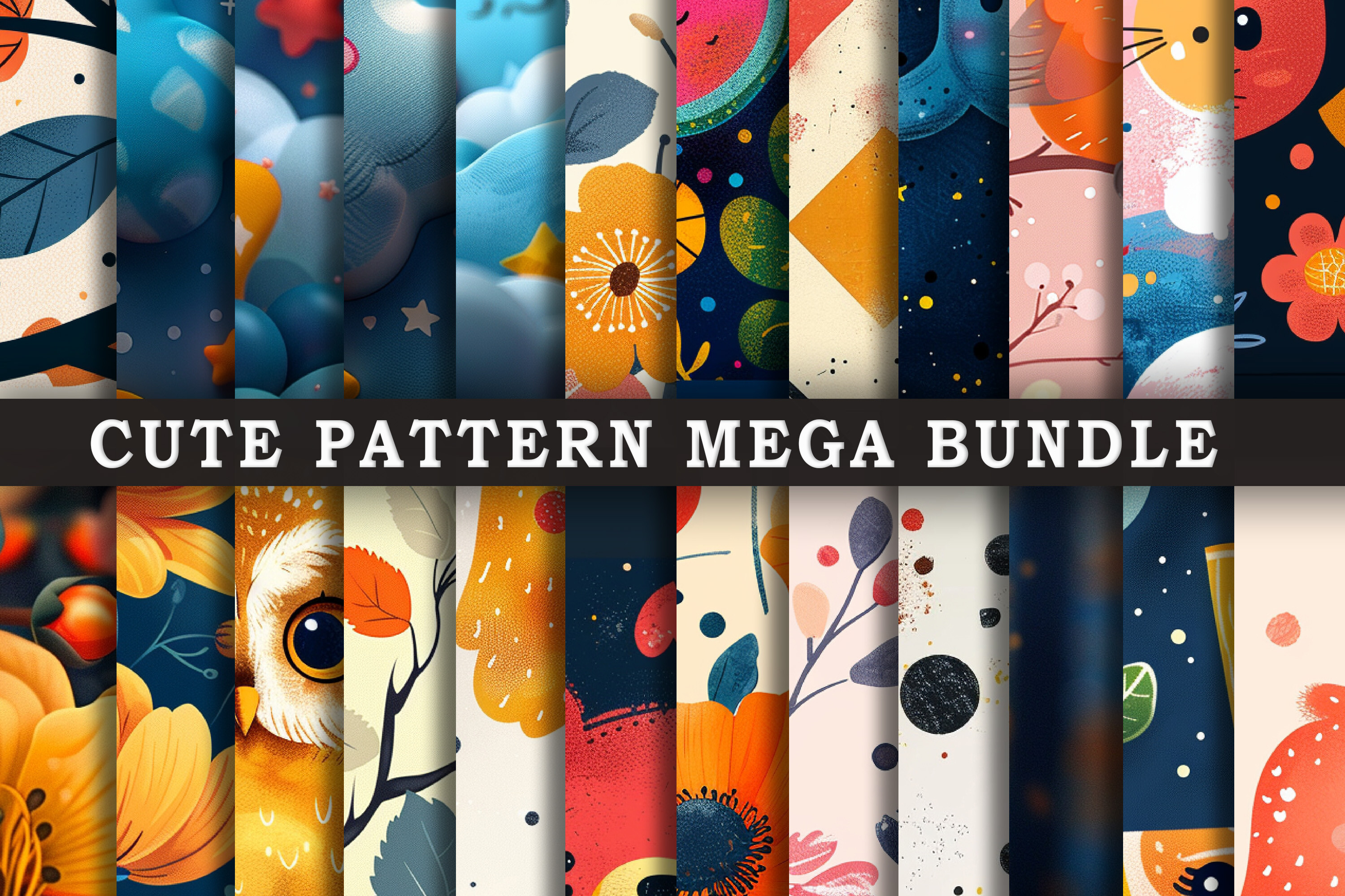 Cute Pattern Background Mega Bundle Graphic by Rizu Designs · Creative ...