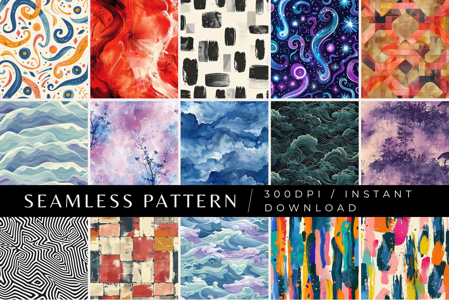 Fine Abstract Seamless Patterns Graphic by Inknfolly · Creative Fabrica