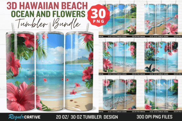 Hawaiian beach ocean and flowers Tumbler