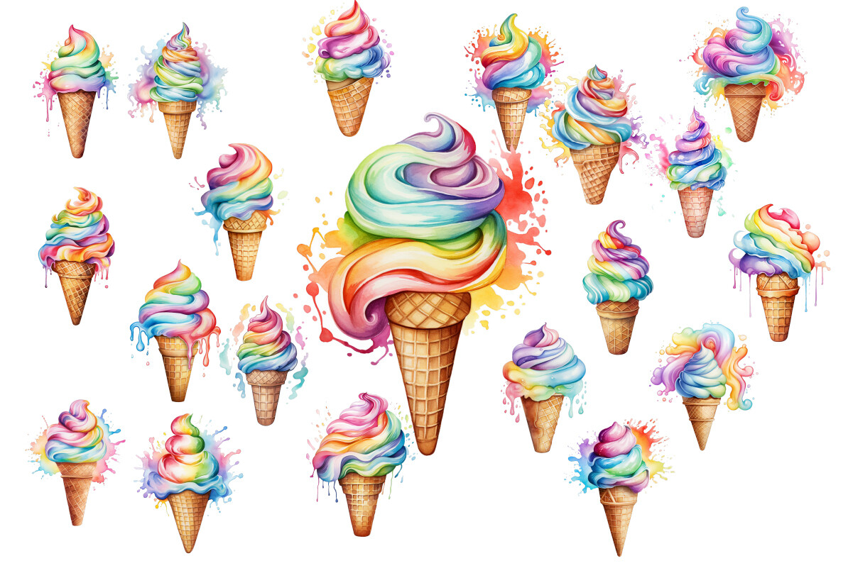 Ice Cream Cone Clipart Sublimation PNG Graphic by ElimesherStudio ...