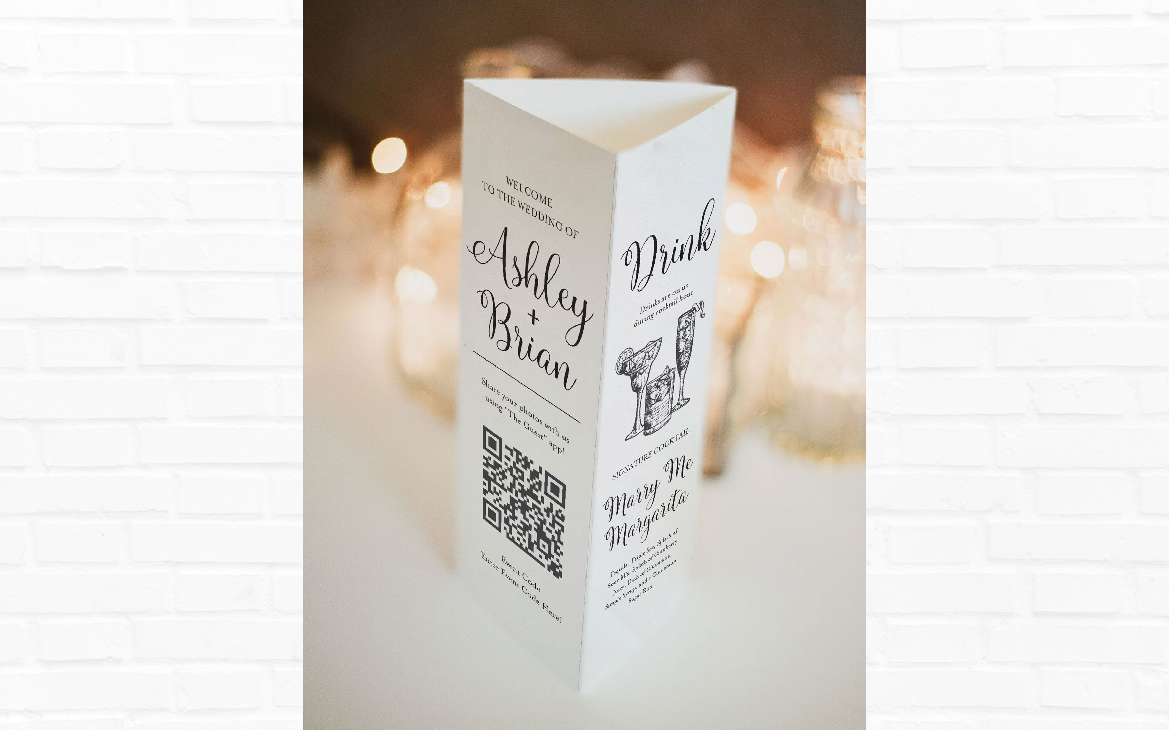 Modern Stand Up Wedding Table Menu