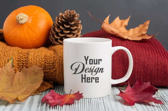 Pink Fall Mug Mockup White Mug Mockup Graphics