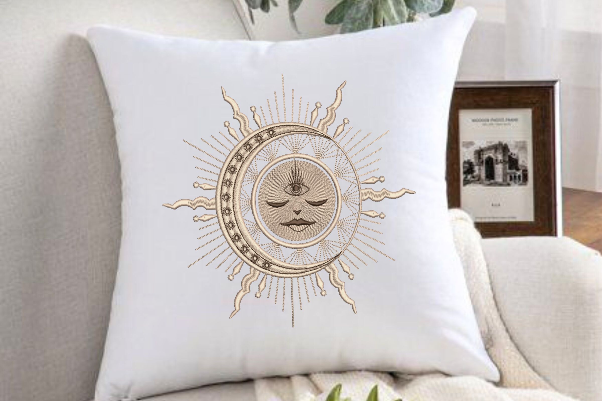 Sun with Face Moon and Star