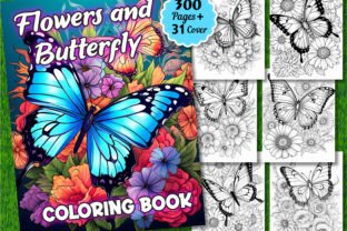 300 Flowers and Butterfly Coloring Pages Graphic by KIDS ZONE ...