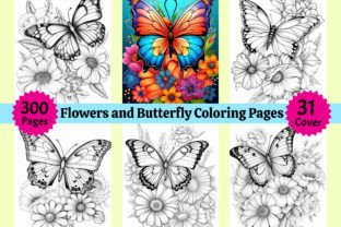 300 Flowers and Butterfly Coloring Pages Graphic by WinSum Art ...