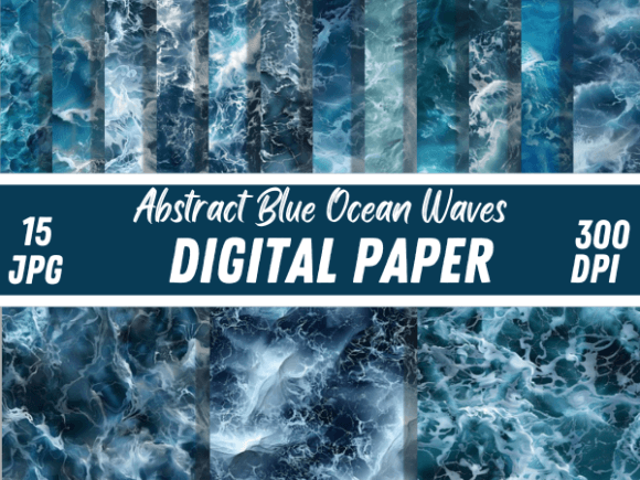 Abstract Blue Ocean Waves Backgrounds