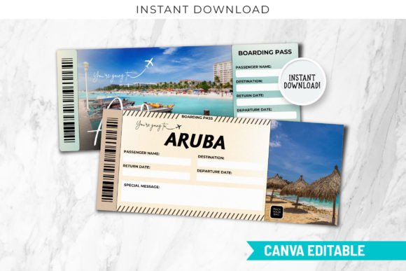 Aruba Trip Surprise Gift Ticket Canva