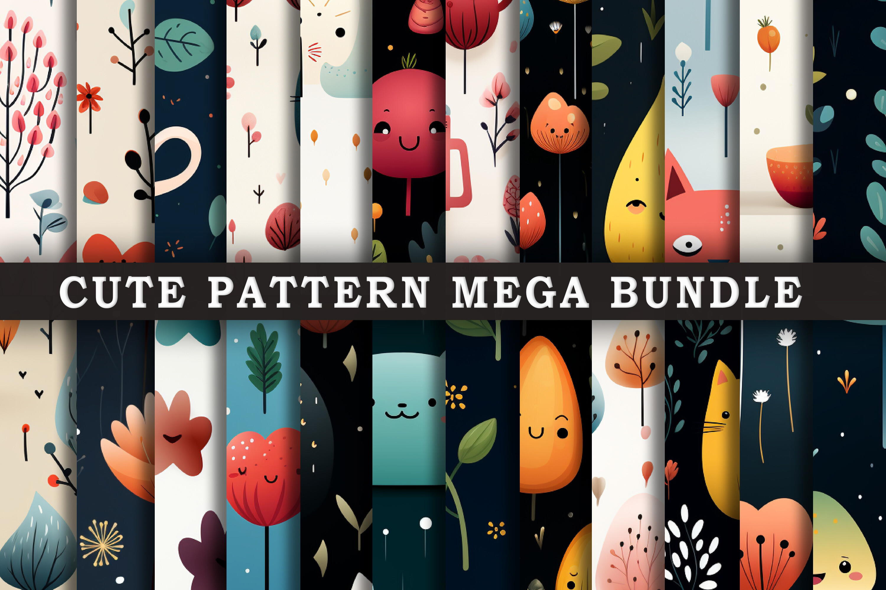 Cute Pattern Background Mega Bundle Graphic by Rizu Designs · Creative ...