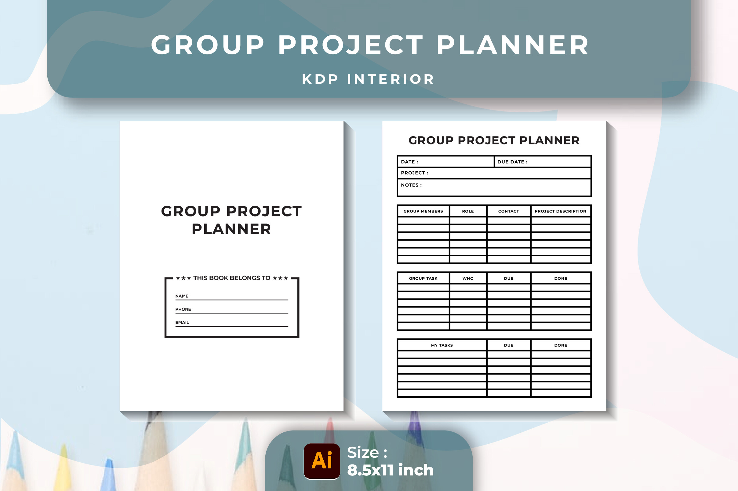 Group Project Planner KDP Interior Graphic by srempire · Creative Fabrica
