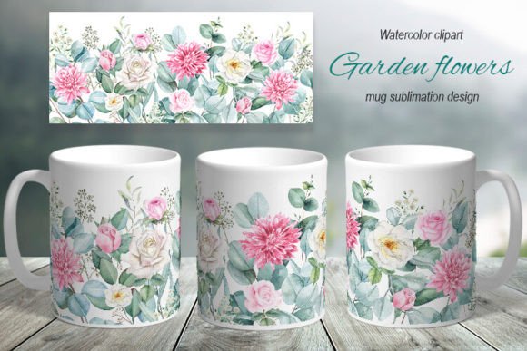 Mug Sublimation Design Garden Flowers Graphics