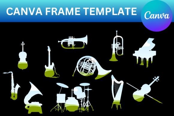 Music Elements Canva Frame Template for editable music designs