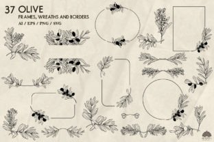 Olive Line Art Collection Graphic by HappyWatercolorShop · Creative Fabrica