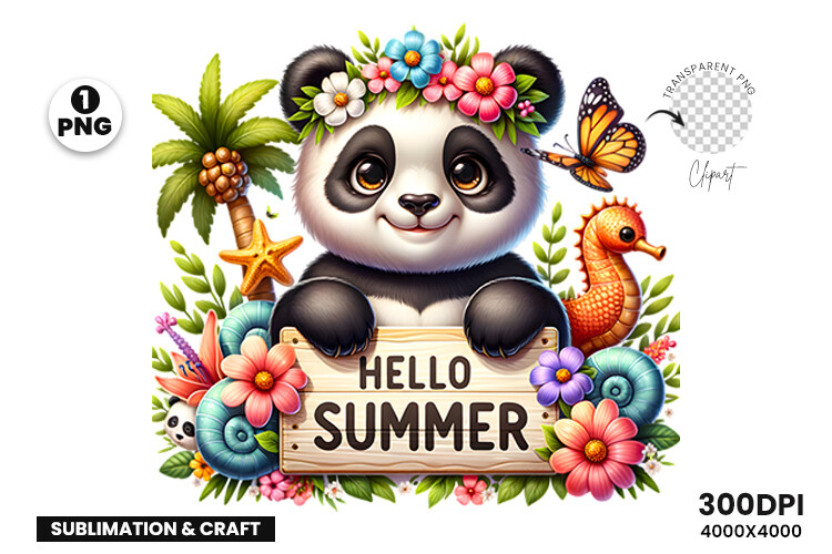 Summer Panda Sublimation Clipart PNG Graphic by Arslan DigitalCraft ...