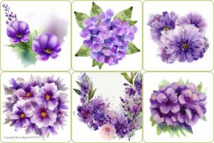 Watercolor Purple Flowers Digital Papers Graphic by rosedigitaltr ...