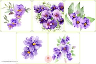 Watercolor Purple Flowers Digital Papers Graphic by rosedigitaltr ...