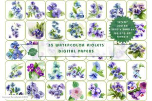Watercolor Violets Digital Papers Graphic by rosedigitaltr · Creative ...