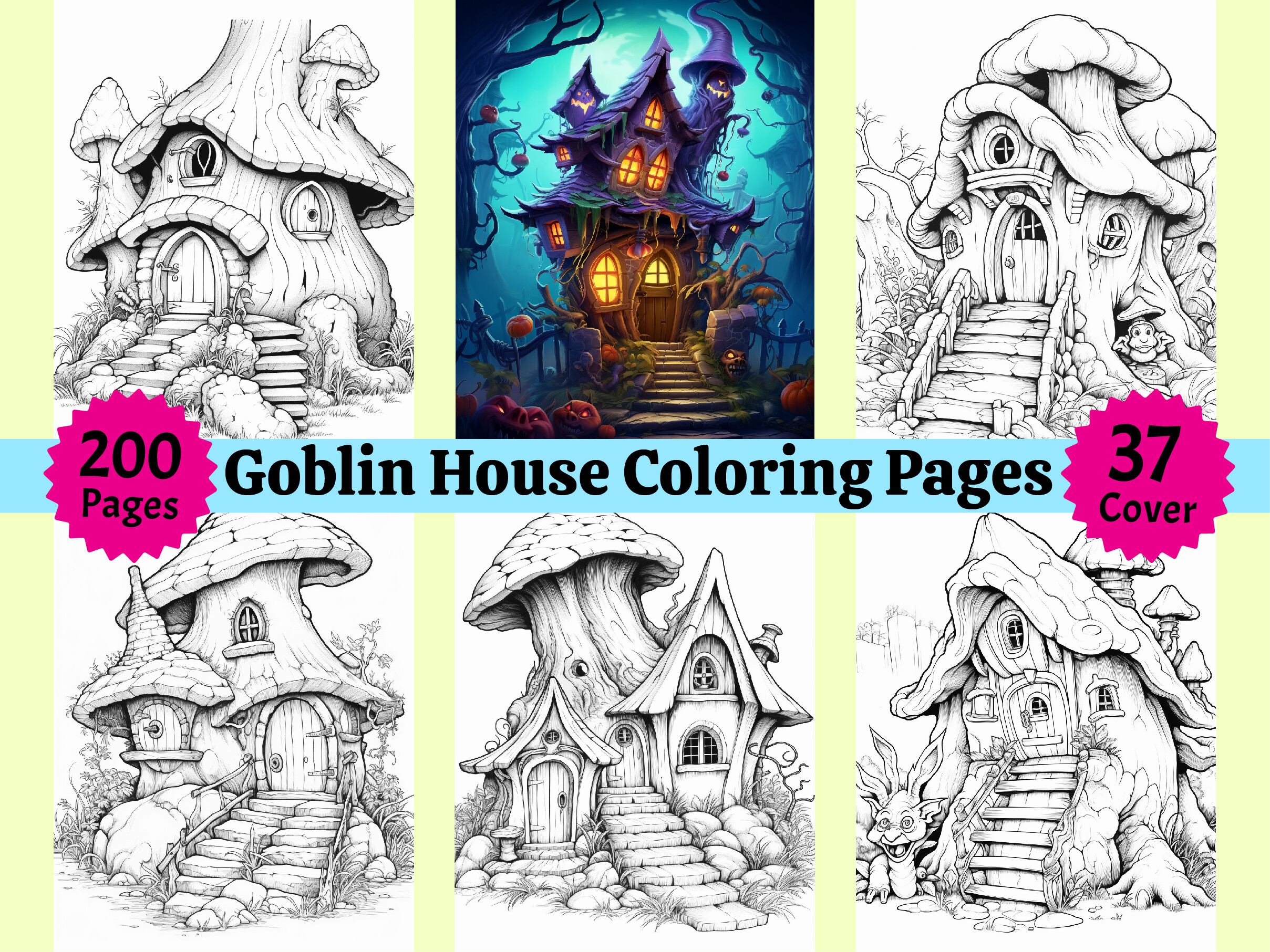 200 Goblin House Coloring Pages for Kdp