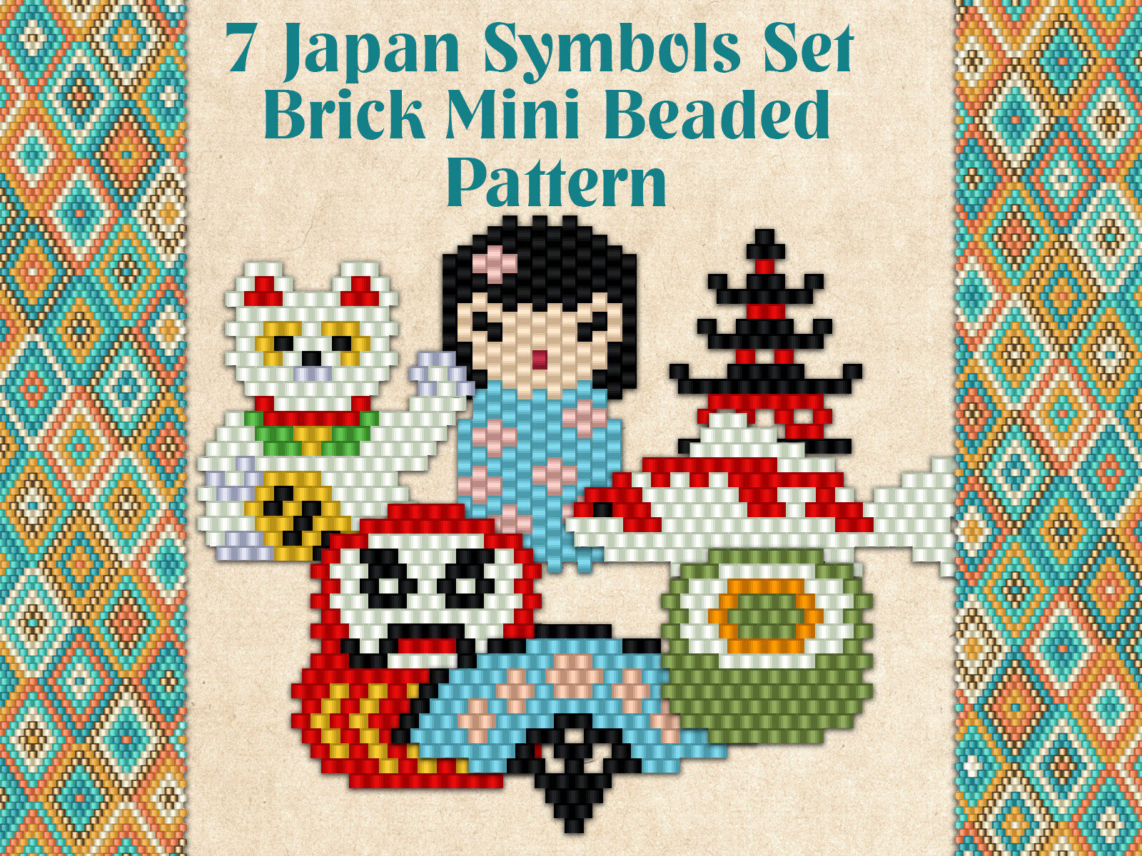 7 Beaded Japan Symbols Set