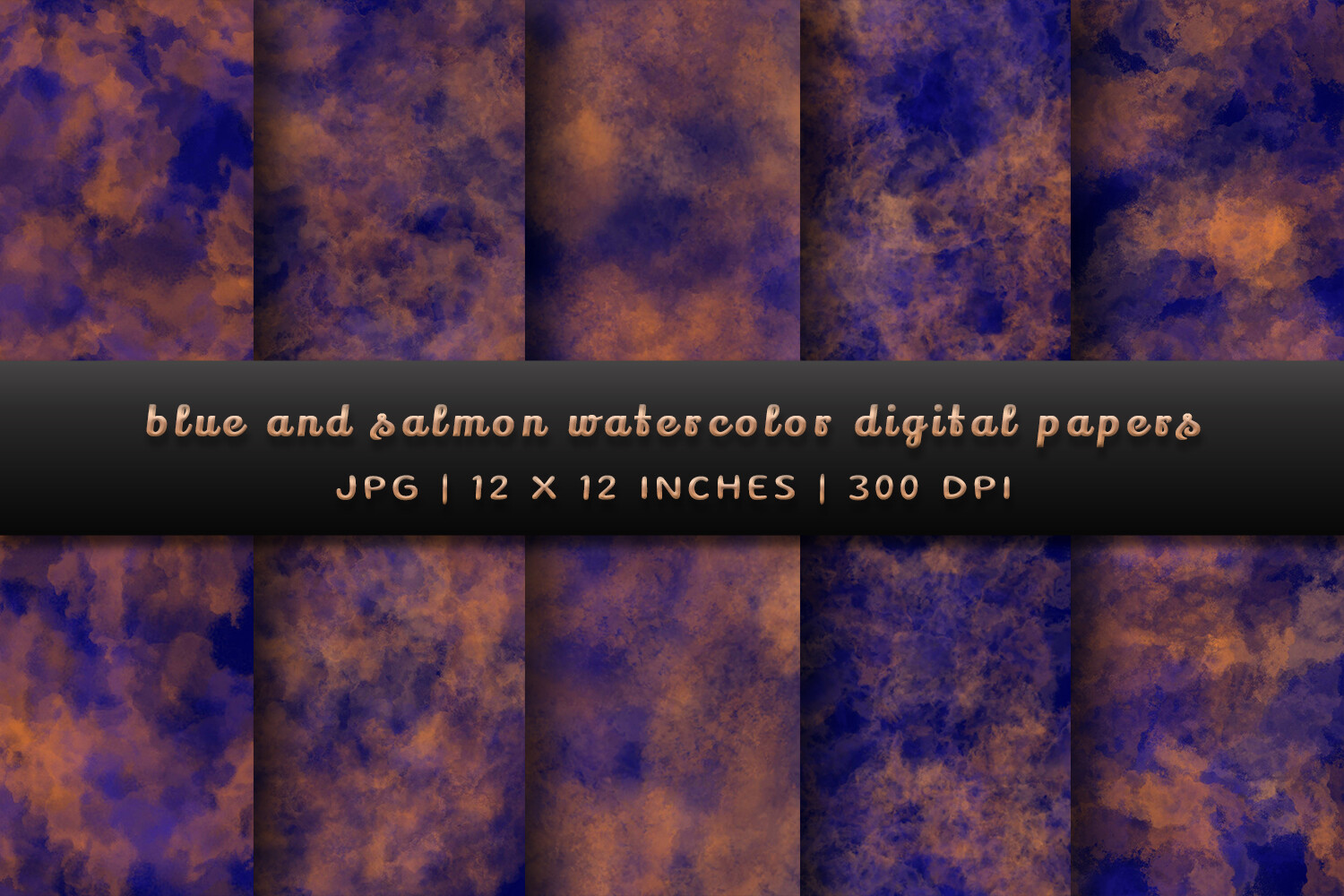 Blue and Salmon Watercolor Backgrounds Graphic by Pugazh Logan ...