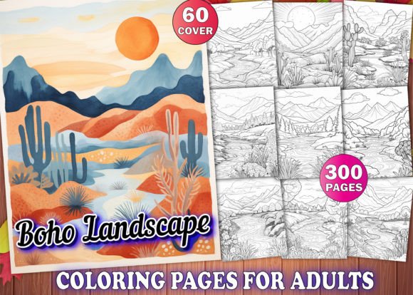 Boho Landscape Coloring Pages for Adults