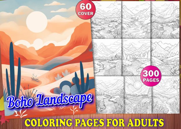 Boho Landscape Coloring Pages for Adults